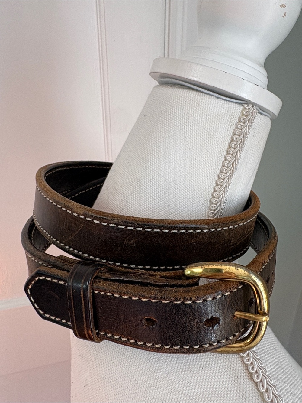 Wild Bill’s Men's Dark Brown Leather Belt Gold Buckle Concealment Rugged